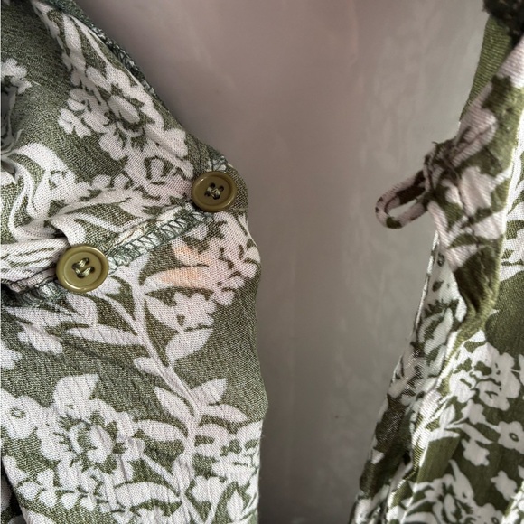 Papillon Wrap Green and White Ruffled Midi Dress S - Picture 9 of 16